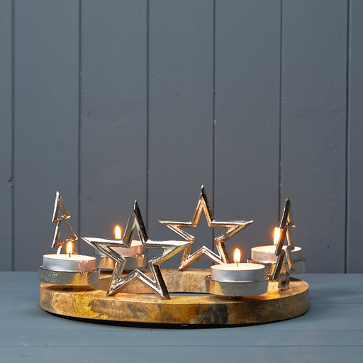 Tree and Star Tealight Centrepiece (32cm) DOES NOT COME WITH CANDLES