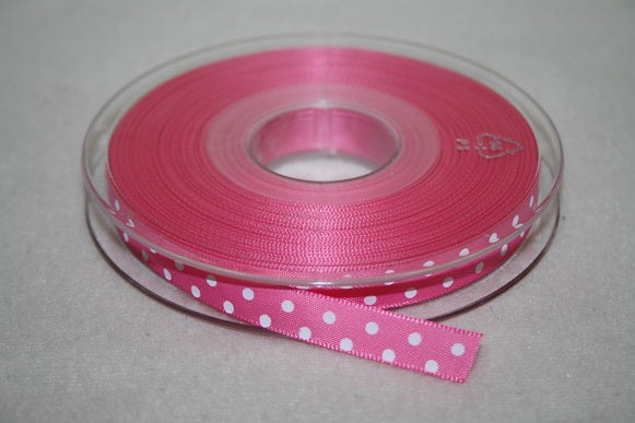 10mmx20m polka dot ribbon pink L225