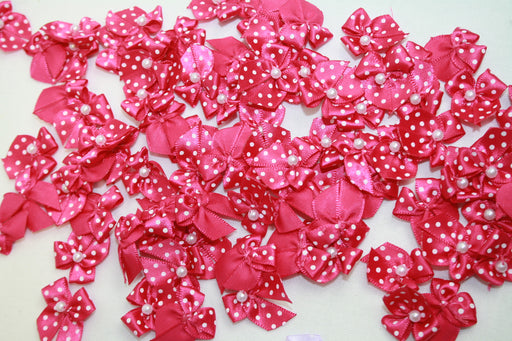 9mm Polka Dot Bows x 100 Cerise Pink