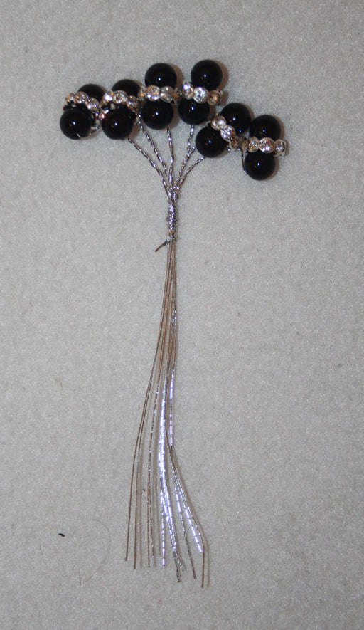 Faberge diamante crystals & 8mm pearls on wires - black