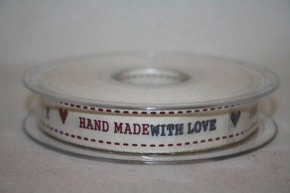 16mmx20m "handmade with love" satin ribbon L424