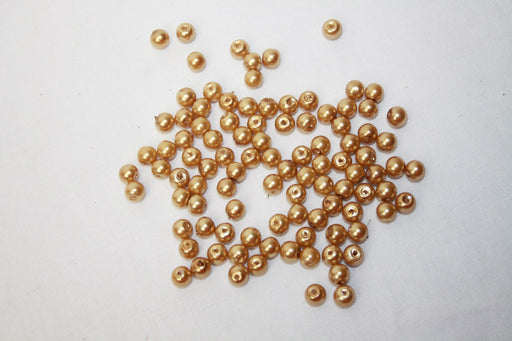 6mm Trimits Gold Glass Pearl Beads x 100
