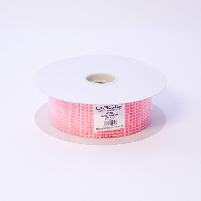50mm x 20m Jute Mesh Ribbon - Pale Pink