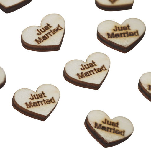 Wooden Heart Table Confetti - Just Married