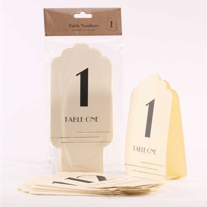 Ivory with Gold Glitter Table Numbers 1-12