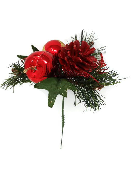 Red Apple & Pine Cone Bauble Picks x 12 460778