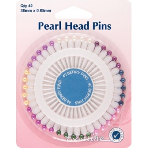 Assorted Pearl Heads Pins:  Nickel - 38mm, 40pcs