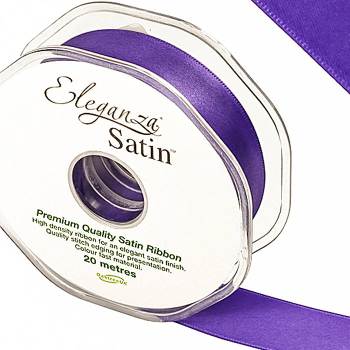 10mm x 20m Double Faced Aubergine Satin Ribbon