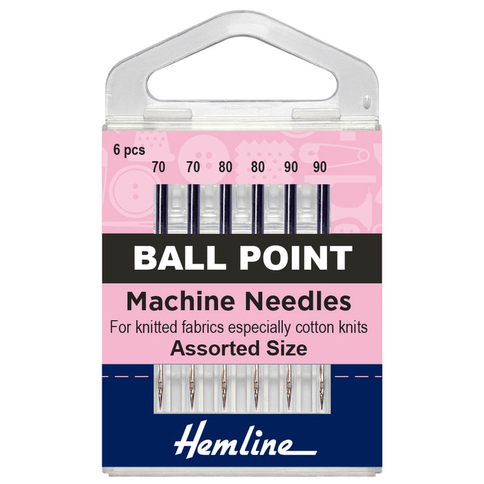 Hemline Mixed Size Sewing Machine Needles: Ballpoint