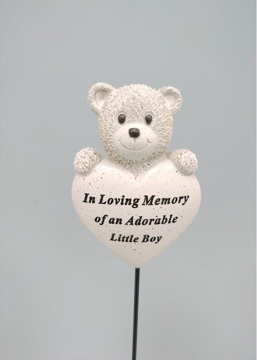 Memorial Bear Heart Stick - Little Boy