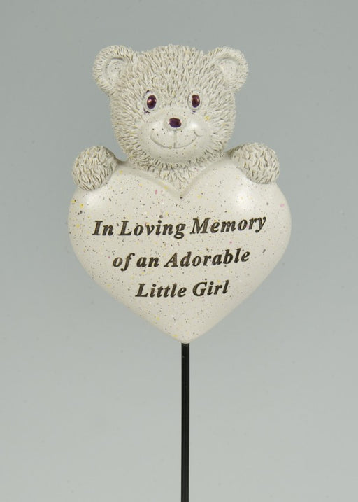 Memorial Bear Heart Stick - Little Girl