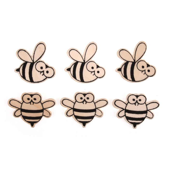 Natural Craft Embellishment - Wooden Bees x 6