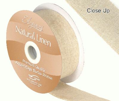 32mm x 10m Natural Linen Frayed Edge Ribbon