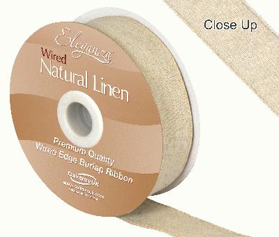 32mm x 10m Natural Linen Wired Edge Ribbon