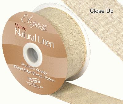50mm x 10m Natural Wired Edge Linen Ribbon