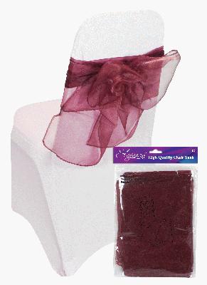 Organza Chair Sash 3m x 27cm - Burgundy