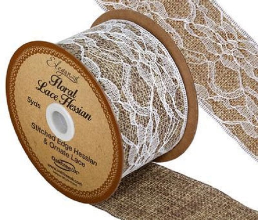Floral Lace & Hessian Roll 50mm x 4.57m/5 yards