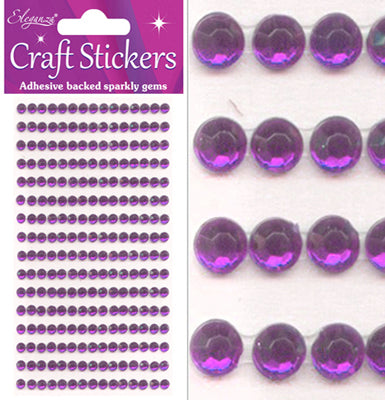 4mm Purple Amethyst Diamante Gems Craft Stickers 240pcs