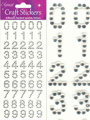 Diamante Number Craft Stickers
