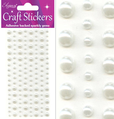 Self Adhesive Craft Stickers 3mm-6mm x 136pcs Pearls Ivory