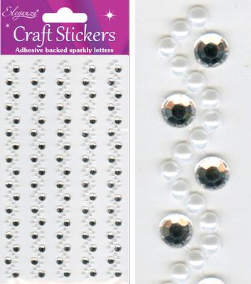 Self Adhesive Craft Stickers Pearl/Diamante Wave x 5 strips