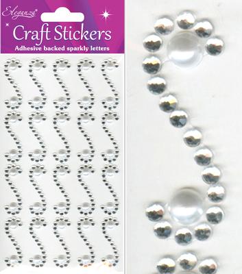 Self Adhesive Craft Stickers Diamond/Pearl Scroll x 20pcs