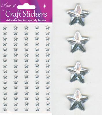 Self Adhesive Craft Stickers Silver Stars x 80pcs
