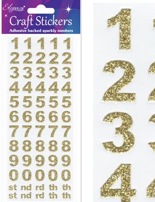 Gold Glitter Number Craft Stickers