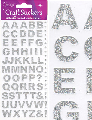 Silver Capitol Alphabet Letter Craft Stickers