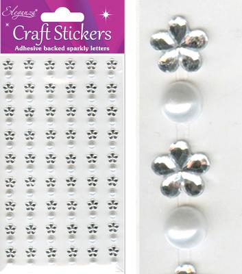 Craft Stickers - Diamante Flower & Pearl