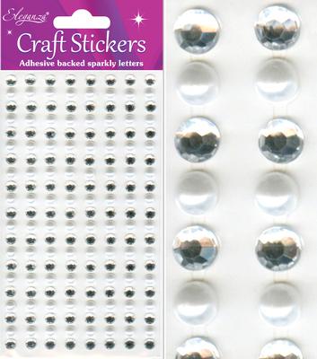 Craft Stickers - 6mm Diamante & Pearl x 147 pcs