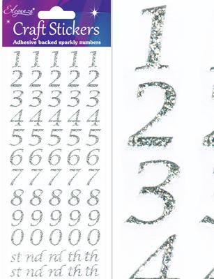 Silver Glitter Number Craft Stickers