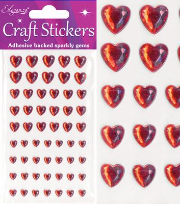 Mixed Size Red Diamante Heart Craft Stickers