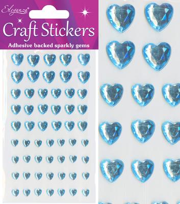 Mixed Size Diamante Pearl Blue Heart Craft Stickers