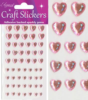 Mixed Size Diamante Pearl Pink Heart Craft Stickers