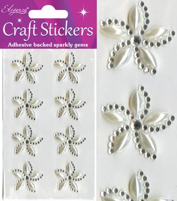Diamante & Pearl Swirl Flower Craft Stickers 8pcs