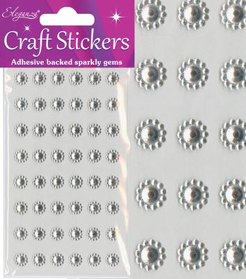 Diamante Silver \ Clear Sun Craft Stickers 48pcs