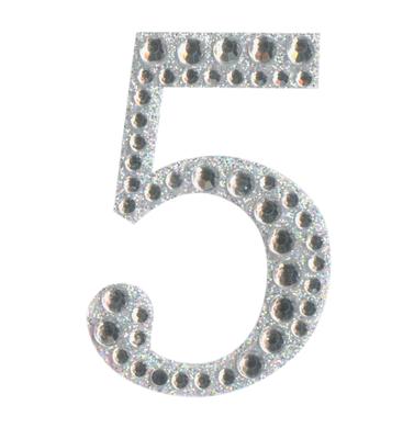 Eleganza Craft Sticker 5cm Diamante Encrusted Single Number - 5