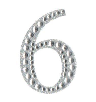 Eleganza Craft Sticker 5cm Diamante Encrusted Single Number - 6