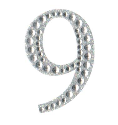 Eleganza Craft Sticker 5cm Diamante Encrusted Single Number - 9