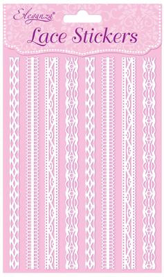 White Patterned Lace Strip Craft Stickers