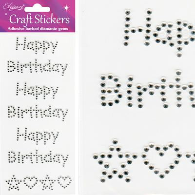 Diamante Happy Birthday Craft Stickers