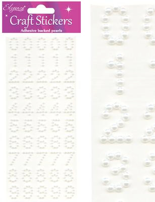 White Pearl Number Craft Stickers