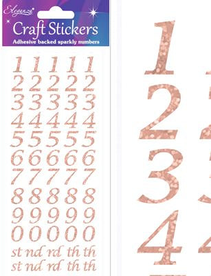 Rose Gold Number Craft Stickers
