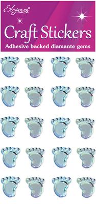 Craft Stickers - Blue Baby Feet 20pcs