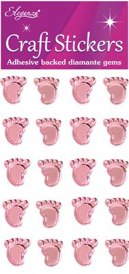 Craft Stickers - Pink Baby Feet 20pcs