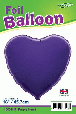 18" Purple heart Foil Helium Balloon