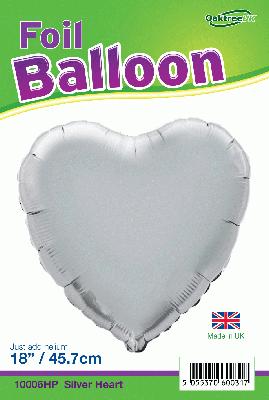 18" Silver heart Foil Helium Balloon