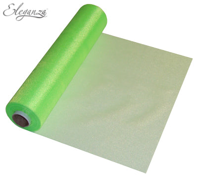 29cmx25m Organza Fabric Sheer Roll Lime