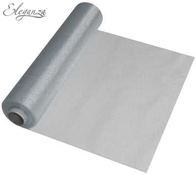 29cmx25m Organza Fabric Sheer Roll Silver